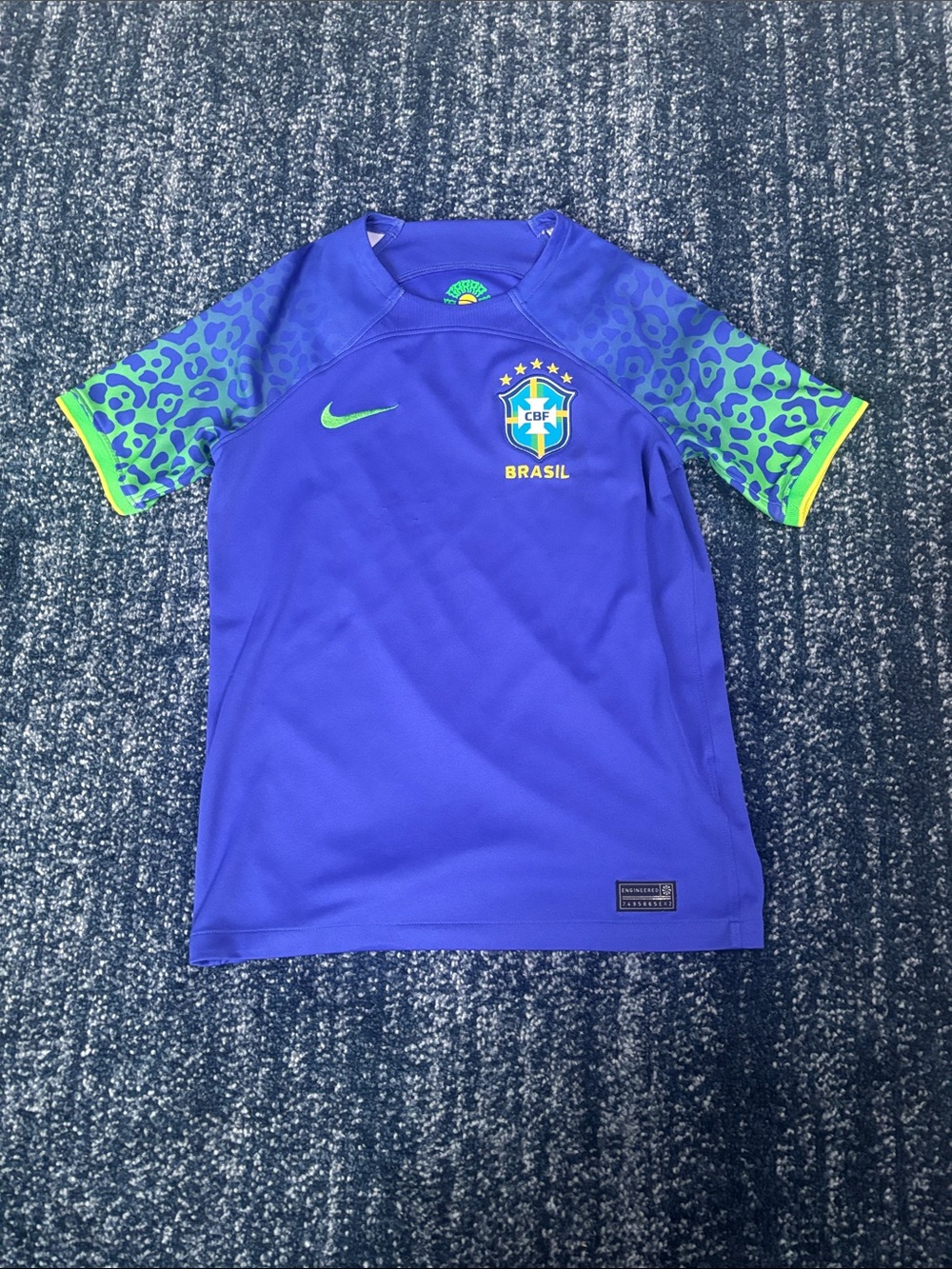 Nike Brazil Youth Medium Soccer Jersey - Blue with Green accents